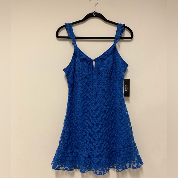 NWT Lulu’s Charmaine Royal Blue Embroidered Mini Dress Size M - Picture 6 of 15
